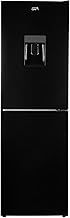 SIA SFF17650BLE 50/50 Split Freestanding 252L Combi Fridge Freezer with Water Dispenser in Matte Black, Includes 3 Glass Fridge Shelves & 4 Freezer Compartments