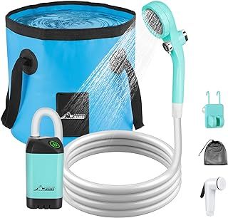 WADEO Upgraded Portable Shower, Camping Shower with 20L Collapsible Bucket & Rechargeable 6000mAh Battery, Outdoor Shower with Intelligent Digital Display & 3-in-1 Hook