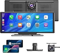 ESSGOO A-pple CarPlay & Android Auto, 10.26 Inch IPS Carplay Screen for Car with 4K Front Dash Cam, 1080P Backup Camera, Wireless CarPlay with Bluetooth 5.0/FM/Siri/G-oogle/Mirror Link/64G TF/AUX