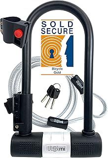 TWOFOLD Bike U Lock with Cable | Sold Secure Gold | Bicycle Lock 14mm D Shackle | 3 Keys Mounting Bracket | Ulock for Bikes Scooter Electric Folding Mountain Fixie Bike