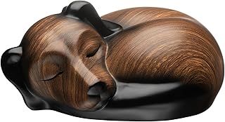 Pet Urns,Sleeping Resin Cremation Dog Urn, Dog Urns for Ashes, Small Animal Urn(Black Walnut)……