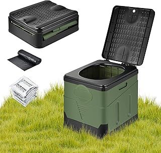 Foldable Camping Toilet, Portable Travel Toilet for Adult, Large Porta Loos for Men&Women, Car Toilet/Caravan Toilet/Camper Toilet/Travel Potty/Mobile Toilet, Lightweight & Multifunctional