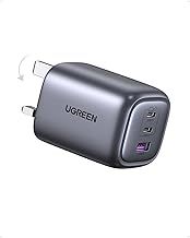 UGREEN USB C Plug Charger, 65W Nexode Foldable Fast GaN 3-Port Charger, Support PPS/PD3.0, Compatible with MacBook Pro/Air, iPhone 17/17 Pro/16/15, iPad, Galaxy S25/S24, etc
