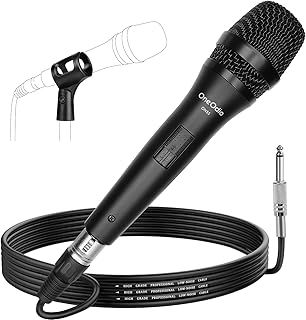OneOdio Dynamic Karaoke Microphone for Singing with 16.4ft/ 5M XLR Cable, Metal Handheld Mic Compatible with Karaoke Machine/Speaker/Amp/Mixer for Karaoke Singing, Speech, Wedding and Outdoor (Silver)