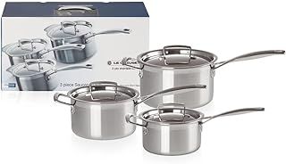 Le Creuset 3-Ply Stainless Steel Saucepan with Lid, 20 x 12.2 cm, 3 Piece, 96209000001000, Silver