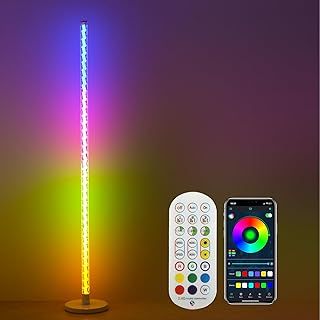 Lastar LED Floor Lamp, RGB Corner Floor Lamp 360° Mood Lighting, Standing Lamp with APP/Remote/DIY Mode/Music Sync/Microphone/Speed Adujut/Timer Floor Lamps for Living Room, Bedroom, and Gaming Rooms