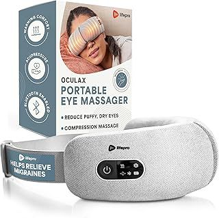 Lifepro Eye Massager– Heated Eye Massager for Migraines with Compression and Bluetooth Music – Enjoy a Heated Eye Massage from an Electric Eye Mask Smart Eye Massager with Heat and Vibration