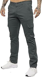 Enzo Jeans Mens Cargo Combat Trousers Chinos Slim Fit Cotton Stretch Work Pants