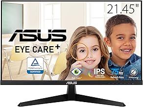ASUS VY229HE Eye Care Monitor – 22 inch (21.45 inch viewable) FHD (1920 x 1080) 75Hz, IPS, 1ms (MPRT), Adaptive-Sync, Eye Care Plus technology, Blue Light Filter, Flicker Free, antibacterial treatment