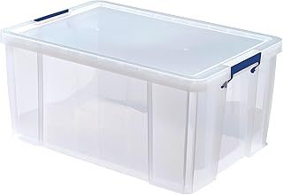 BANKERS BOX 70L Plastic Storage Box with Lids, ProStore Super Strong Stackable Plastic Storage Boxes (30 x 48 x 38.5cm), Clear