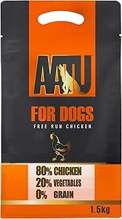 AATU 80/20 Dry Dog Food, Chicken, High Protein, Grain Free Recipe, No Artificial Ingredients, 1.5 kg, transparent