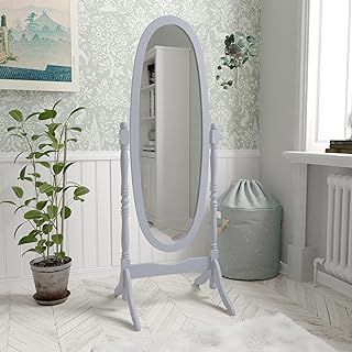 Vida Designs Nishano Oval Mirror Full Length Free Standing Wooden Cheval Rotating Bedroom Hallway Dresser Grey