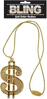 DOLLAR MEDALLION BLING ALI G GANGSTER PIMP RAPPER FANCY DRESS FUN ACCESSORY#Gold