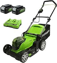 Greenworks G24X2LM36K2X Cordless Lawnmower for Lawns up to 210m², 36cm Cutting Width, 40L Bag PLUS Two of 2x24V(48V equivalent) 2Ah Batteries & Twin Charger, 3 Year Guarantee