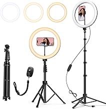 ATUMTEK 12" Ring Light with Tripod Stand, 63" Extendable, 3 Light Modes & 10 Brightness Levels, LED Selfie Light with Remote Control for TikTok, YouTube, Live Streaming, Photography