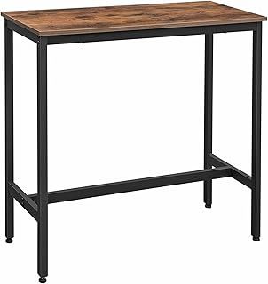 VASAGLE Bar Table, Kitchen Table, Pub Dining High Table, Sturdy Steel Frame, 40 x 100 x 90 cm, Easy Assembly, Industrial Design, Rustic Brown and Black LBT10X