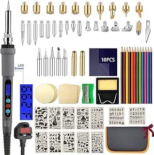 Wood Burning Kit 77Pcs, 60W LCD Adjustable Temperature Soldering Pyrography Wood Burning Set Tool Pen and Accessories,Graphics, Soldering Irons,woodburning Embossing Carving…