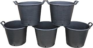 Heavy Duty 30L Plant Pots (Pack of 5) - Large Size 40cm / 15.7" - Plastic Planters for Outdoor Plants, Vegetables & Flowers – Potato Grow Tub Container with Handles