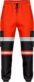 Mens Hi Vis High Visibility Two Tone Jogging Trousers Bottoms Reflective Tape Cuffed Workwear Joggers