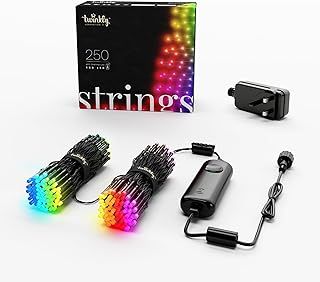 Twinkly Strings 250 LED RGB, LED Light String for in- and Outdoor, Smart LED Lights, Mappable LEDs, Compatible with Alexa and Google Home, IP44, Controlled by App, Black Wire, 20m