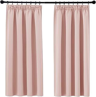 Blackout Curtains Pencil Pleat - W46 X L54 Blush Pink Kids Bedroom Blackout Curtains for Room Darkening Elegant Decorative Drapes for Small Window/Boy's Room, 2 Panels