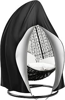 Emwel 190x115cm Hanging Chair Cover with Zipper - Heavy Duty Egg Swing Cocoon Chair Cover ,Outdoor Waterproof Windproof Durable Heavy Duty Garden Furniture Protector