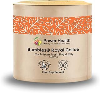 Bumbles Royal Jelly Capsules | Bumbles Royal Gellee | 90 x 500mg Bee Pollen Capsules for Vitality and Wellness by Power Health
