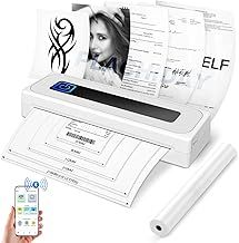PLACHIDAY Portable Printer Wireless, 300DPI Small Wireless Bluetooth Inkless Thermal Printer A4 Travel Printer Multiple Sizes Thermal Paper Home Use (White)