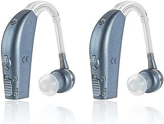 Rechargeable Behind-the-Ear Digital Sound Enhancers - Personal Audio Amplification Devices with Noise Reduction & All-Day Battery Life (Modern Blue)