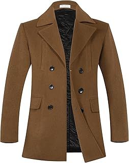 APTRO Mens Jacket Winter Coat 80% Wool Coats Warm Casual Overcoat Outwear Business Single/Double Breasted Black Trench Jacket 2101