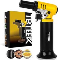 TBTEEK Kitchen Torch, One-Hand Operation Butane Torch Lighter with Gas Gauge, Adjustable Flame for BBQ, Baking, Brulee Creme, Crafts and Soldering(Butane Gas Not Included)