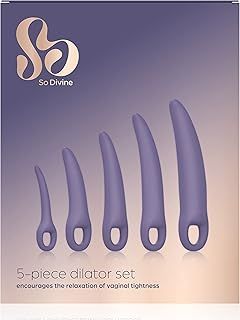 So Divine - 5 Piece Purple Dilator Kit – 5 Progressive Sized Dilators To Ease Vaginal Tightness From 80mm To 160mm. Medical Grade Silicone With Pull Ring, Easy to Use With Discreet Delivery