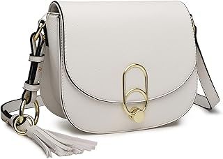 Miss Lulu Women Cross Body Bag Fashion Tassel Decoration Zipper Handbags Flap with Lock Closure Shoulder Bag