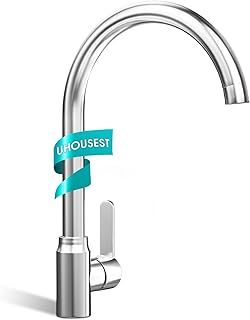 Kitchen Tap, Single Handle Tap, Polished Chrome Stainless Steel Sink Faucet, for UK Standard Fittings