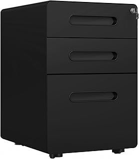 Vinsetto Lockable File Cabinet with 3 Drawers, Vertical Office Drawer for A4, Letter, Legal Size, Anti-tilt Design, Pre-Assembled Body, Black