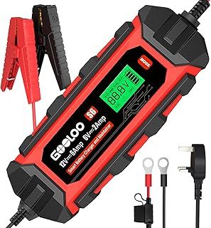 GOOLOO 6 Amp Smart Battery Charger, 6V and 12V Trickle Charger and Maintainer for Lead-Acid Battery, Up to 150Ah, Battery Desulfator with LCD Display Pulse Repair Charger