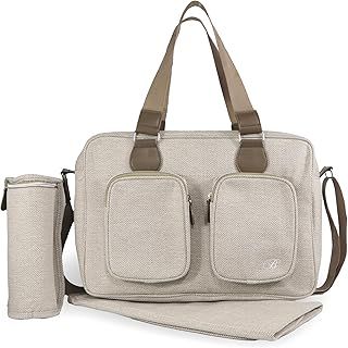My Babiie Changing Bag Tote - With Insulated Bottle Holder, Portable Changing Mat, Baby Travel Bag, Nappy Messenger Bag, 2 Front Pockets