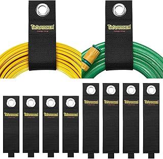 Heavy Duty Storage Straps and Garage Organizer(Assorted 8 Pack), Hook and Loop Extension Cord Organizer, Holder, Cord Wrap, for Hose, Rope, Cables of Home, Basement, RV Workshop, Boat(4L,4XL)
