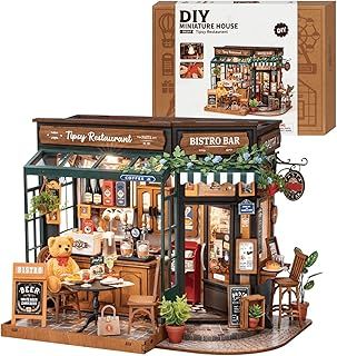 ROWOOD Doll House Kit Tipsy Restaurant, DIY Miniature House Craft Building Room, Wooden Model Kits with Accessories for Adults and Teens to Build, Unique Gift for Christmas and Birthday