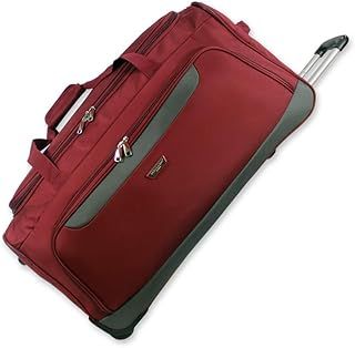 Lightweight Luggage Wheeled Trolley Holdall Suitcase Duffle Bag Rolling Hold Travel Bag AR306 (Large - 32" (H82xW42xD40 cm), Burgundy)