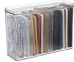 Clear Plastic Phone Cases Storage Box with Lid - Stackable Cell Phone Cases Organizer Holder with Lid, Clear Multi-functinal Storage Box for Home/Office