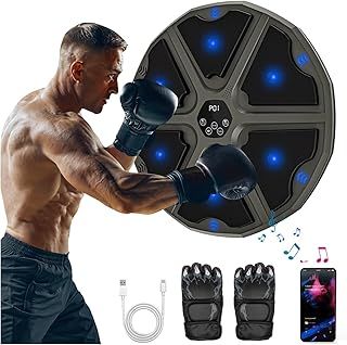 Smart Music Boxing Machine, Wall Mounted with 9 Modes/Speed Adjustment, One Punch Musical Boxing Machine with Bluetooth Connection & LED Light & Boxing Gloves for Adults and Kids