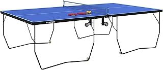 9FT Folding Ping Pong Table, Portable Full-Size with 8 Wheels, 2 Bats, 3 Balls, Quick Set-Up Indoor Game Table