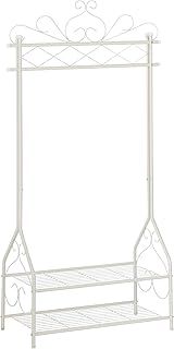 SONGMICS Vintage Clothes Stand and Rack with Garment Rail and 2 metal shelves 92 x 41 x 173 cm (W x D x H) Cream HSR07W