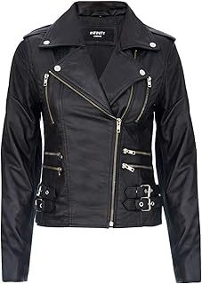 Ladies Retro 100% Nappa Leather Biker Jacket