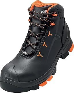 uvex 2 safety boots, S3 SRC ESD, leather work boots, black/orange