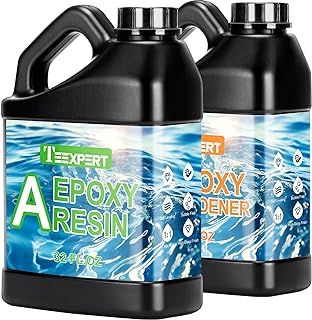 Teexpert 64oz High Gloss Epoxy Resin Kit, Upgraded Clear Self-leveling Bubbles-Free Resin Epoxy, 1:1 Mix Casting and Coating Resin for Jewelry, Mold, Home Decor, Coaster, Ornament, DIY Crafts