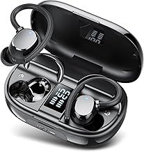 Wireless Earbuds, Bluetooth 5.3 Headphones Sport with 4 ENC Noise Cancelling Mic, 128H Earphones with Earhooks HiFi Stereo Deep Bass, IP7 Waterproof, Wireless Headphones for Sport/Gym/Running