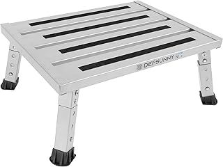 DEPSUNNY Adjustable Height Aluminum Caravan Step, Foldable Motorhome Step Stool, Platform Step, Supports Up to 1,000 lb, Non-Slip Rubber Feet and Platform Mat, Easy to Carry