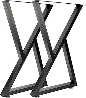 Homtone Heavy Duty Metal Table Legs Set of 2, Industrial Rustic Steel Table Bench Legs for DIY Coffee Table, Dining Table, Furniture Project, Black (H71xW45cm-X-Shape)
